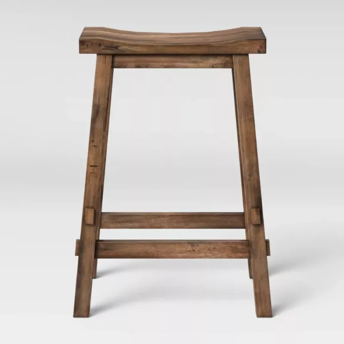 Halifax 23.81" Farmhouse Wood Counter Height Barstool with Footrest Brown - Threshold™