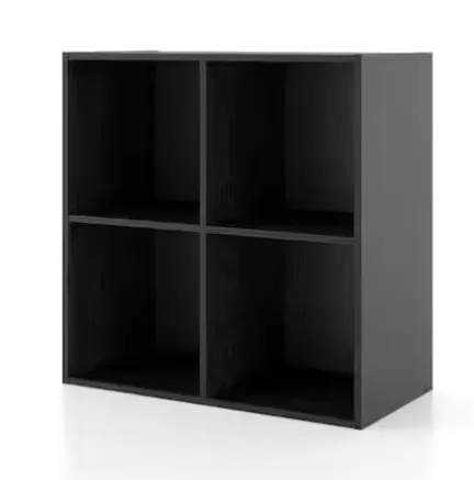 Quincy 23.7 in. Tall Stackable Black Engineered wood 4-Shelf Modern Modular Bookcase