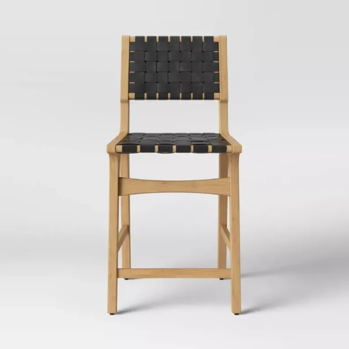 24" Ceylon Woven Counter Height Barstool with Footrest Black/Natural - Threshold™