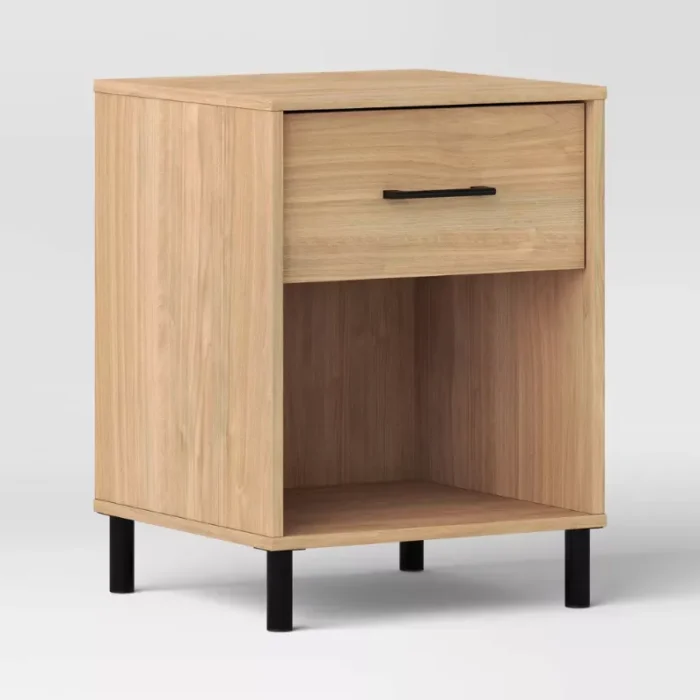 Mixed Materials Wood and Metal Nightstand Natural Wood - Room Essentials™
