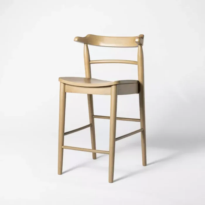 Kaysville Curved Back Wooden Counter Height Barstool Gray Wash - Threshold™ designed with Studio McGee: Rubberwood Frame, 250lb Capacity