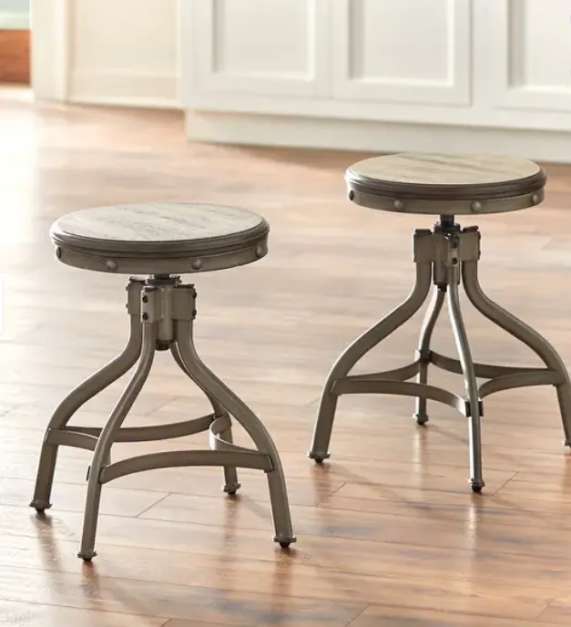Simple Living Decker Distressed Wood Adjustable Height Swivel Stool (Set of 2)