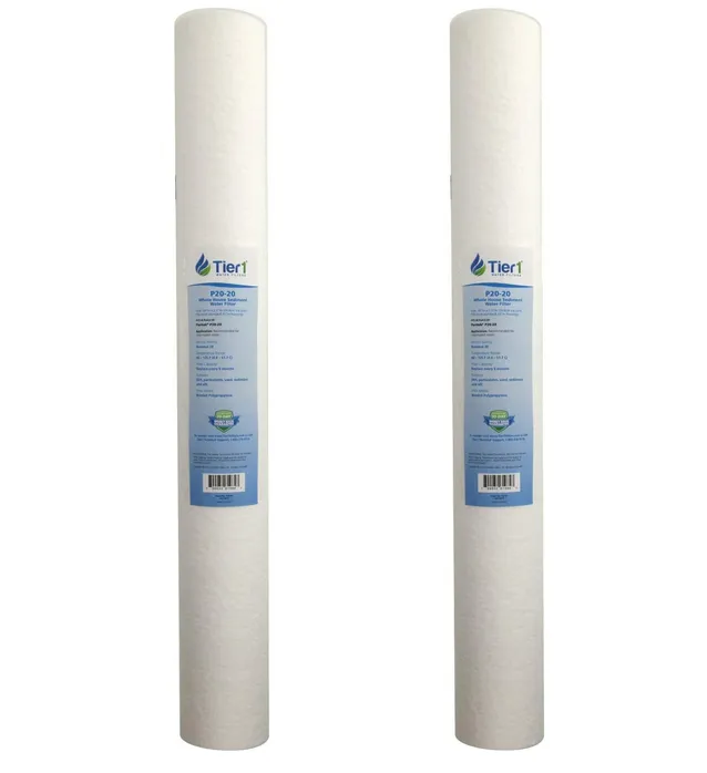 Tier1 20 Micron 20 x 2.5 Water Filter | Spun Wound Polypropylene Whole House Sediment Water Filter Cartridge | Replacement for Pentek P20-20, Purtrex PX20-20 | 2.5 x 20 Whole House Pre-Filter (2-Pack)