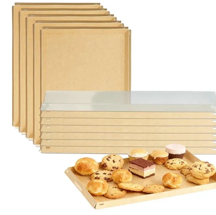 5 Pack 16.5" x 11" Serving Trays Sets Catering Trays with Lids, Paper Charcuterie Boxes with Clear Lids, Party Platters Take Out Food Containers for Snacks Fruit Cookies Dessert Sandwiches