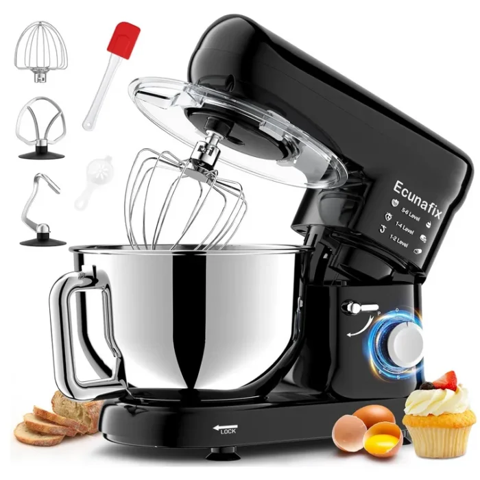 Kitchen Stand Mixer, 6.5Qt Household Stand Mixers, 660W 6+P Speed Tilt-Head Electric Dough Mixer, Food Mixers for Daily Use with Dough Hooks, Whisk, Beater