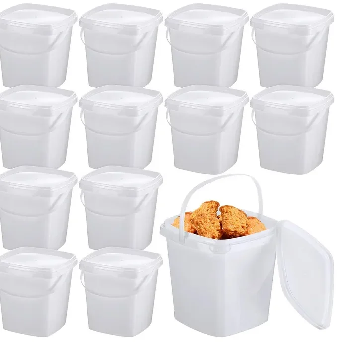 Mifoci 12 Pcs 2 Qt/ 67 Oz/ 2 L Plastic Food Containers, 0.5 Gallon Ice Cream Buckets with Lids and Handle Reusable Square Deli Containers Freezer and Microwave Safe for Kitchen Food Drinks Storage