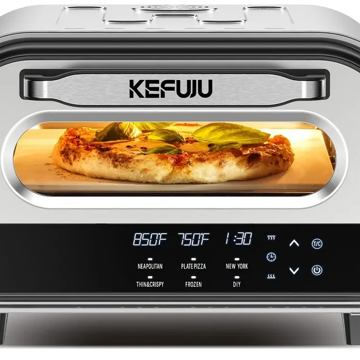 Pizza Oven Indoor,pizza maker,Makes 12 Inch Pizzas in 90s at 850°F,Countertop Electric Pizza Oven with Continuous Baking Without Reheating,Pizza Cooker with 6 Preset Modes,Pizza Stone&Peel Included