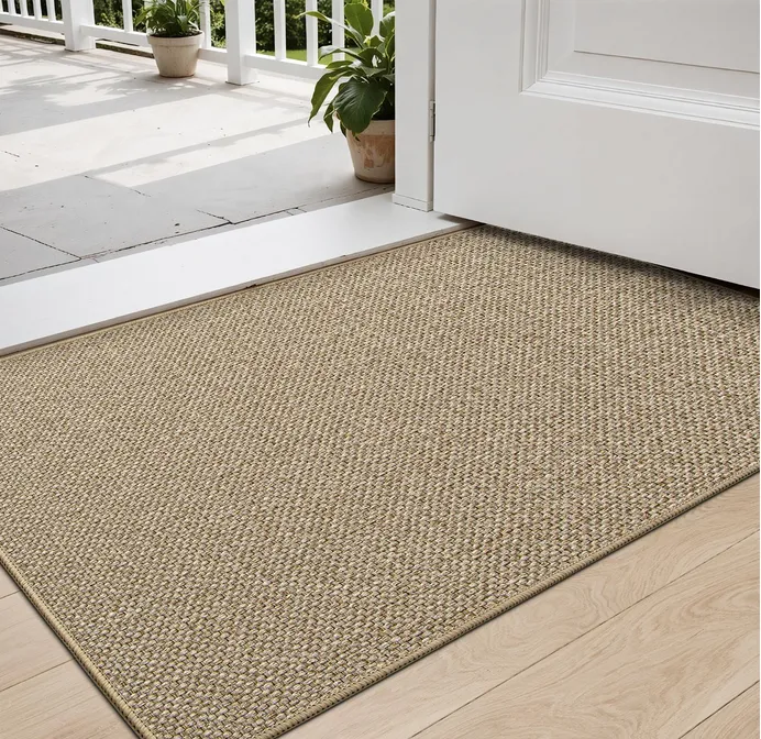 Doormat for Entryway, 4ft x 2ft , Non-Slip Dirt Trapper Mat for Entrance, Washable Thick Door Mat for Outdoor Use, Beige