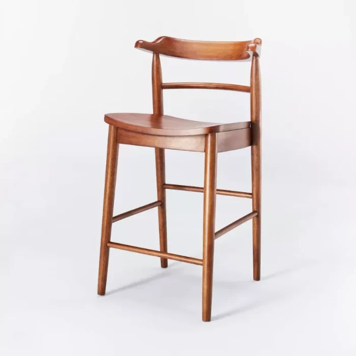 Kaysville Curved Back Wood Counter Height Barstool Walnut: Rubberwood Frame, 250lb Capacity - Threshold™ designed with Studio McGee
