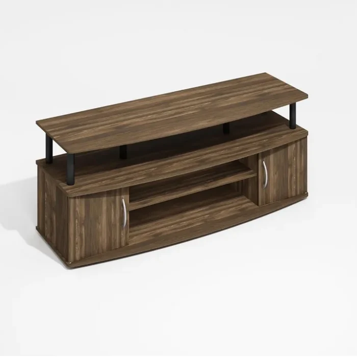 Furinno Jaya TV Stand, Entertainment Center, TV Console, for TV up to 55 Inch, with 2 Doors and Cable Management Holes, for Living Room, Bedroom, Brown Walnut