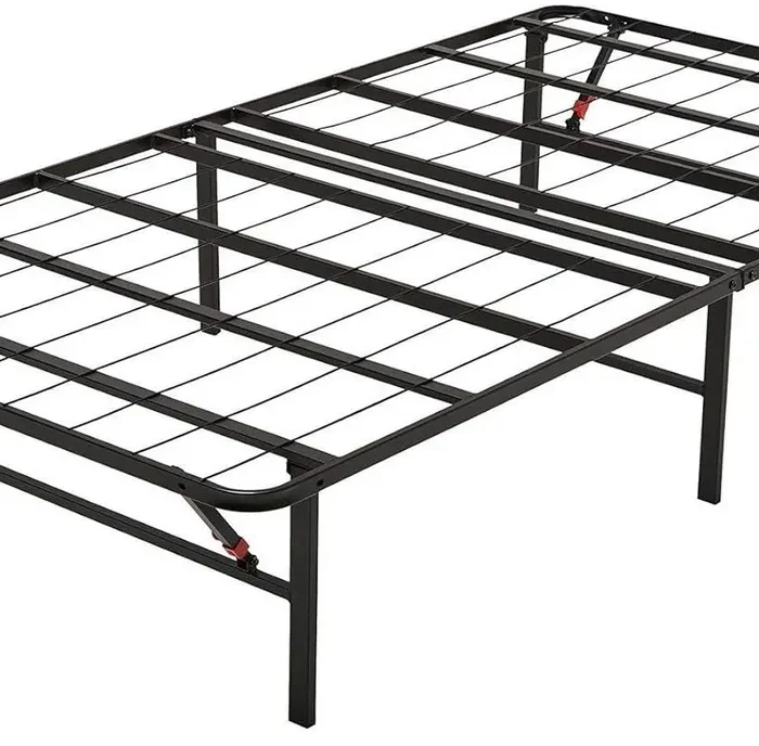 Amazon Basics Foldable Metal Platform Bed Frame with Storage, Sturdy Steel Support, No Box Spring Needed, 14-inch High, Tool-Free Setup, Twin Size, Black