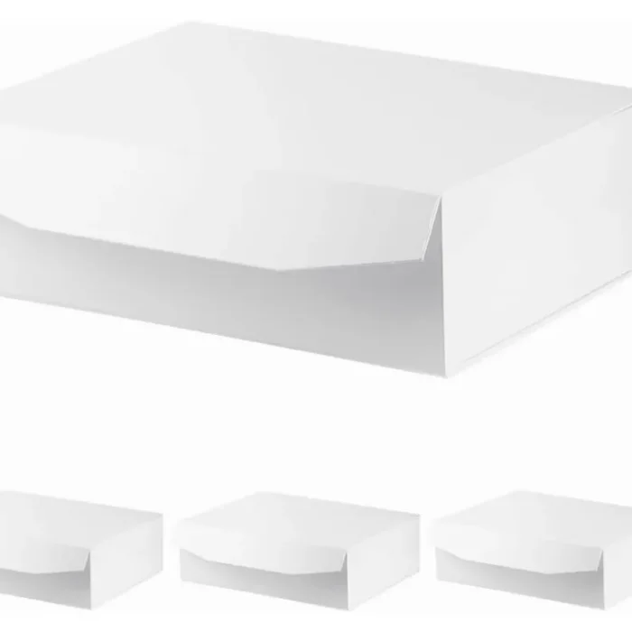 PACKGILO White Extra Large Gift Box with Lid 4 Pcs 16.5 x 13 x 5.3 Inches