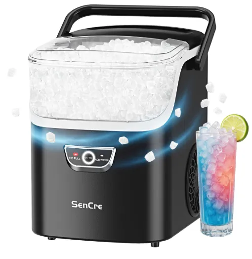 SenCre Nugget Ice Maker with Handle, 40lbs/Day Countertop Ice Maker Ready in 5 Mins