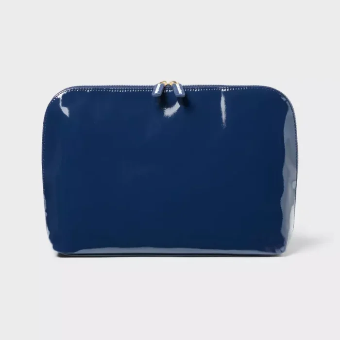 Sonia Kashuk Fold-Open Dome Makeup Bag - Navy Patent: Polyurethane, Zipper Closure, 4.5" Depth, 1 Compartment