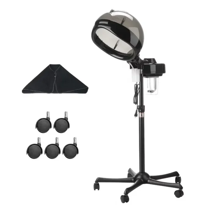 VEVOR Ionic Hair Steamer with Dual Modes, 11.81-inch Hooded, Adjustable Stand & Timer, 5-Wheel Base (2 Lockable), Black (Copy)