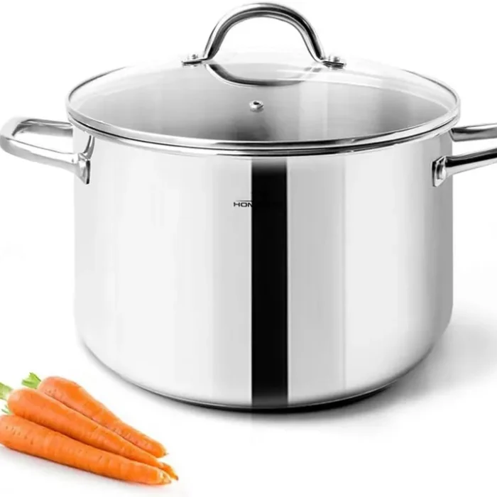 HOMICHEF Small Stock Pot 4 Quart Nickel Free Stainless Steel - Small 4Qt Stockpot With Glass Lid - Soup Pot Cooking Pot 4 Quart