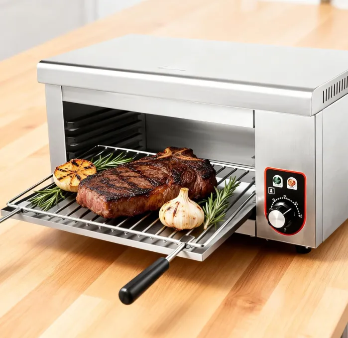 Commercial Cheese Melter Salamander Broiler, 1500W Electric Cheesemelter Heater Heating Grill, 120-570°F Rapid Heating Countertop Raclette Cheese Melting Oven
