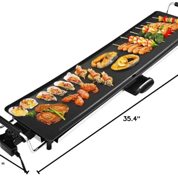 AEWHALE Electric Nonstick Extra Larger Griddle Grill-35" Teppanyaki Grill BBQ with Adjustable Temperature &Insulated Handles for Indoor/Outdoor