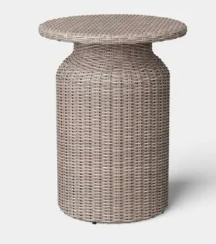 21.65" All-Weather Wicker Round Monochromatic Outdoor Patio Bistro Table Tan - Threshold 27in H* 21in W
