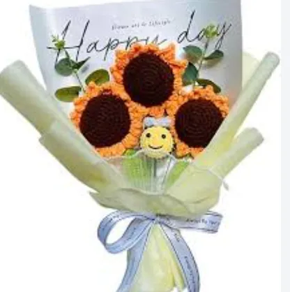 Handmade Crochet Sunflower & Bee Bouquet