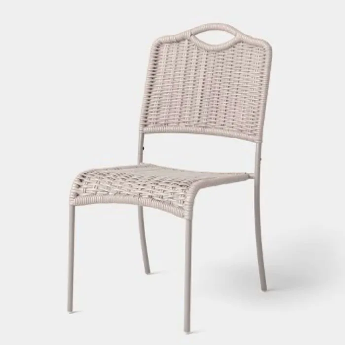 Monochromatic Rope Armless Patio Dining Stack Chair Beige - Threshold 35.43in H x 18.9in W x 25.59in D
