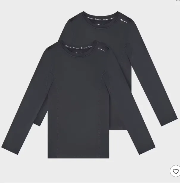 Champion Youth 2pk Compression Long Sleeve Shirt - Black/Black - S