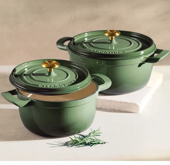Tramontina 4-quart&6-quart enameled cast iron round duch oven 2-pack assorted colors