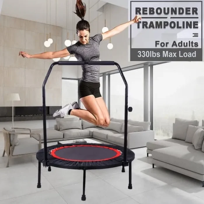 Foldable Mini Trampoline, 40In. Fitness Rebounder, Max Load 330lbs. Exercise Trampoline, Indoor Small Workout Trampoline