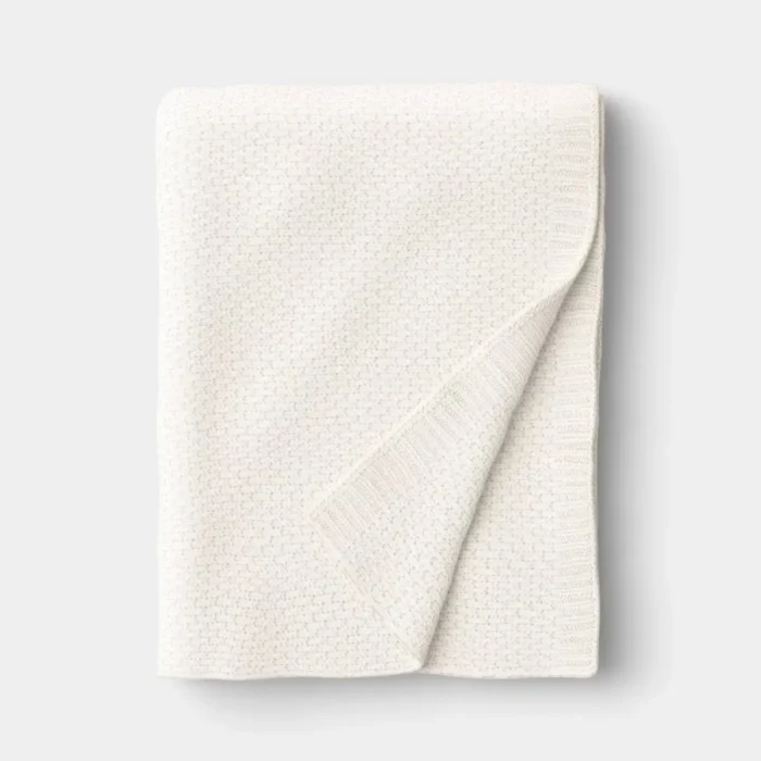 Everyday Knit Throw Blanket White/Ivory - Threshold