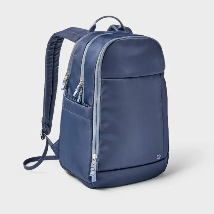 All In Motion 17.5 Lifestyle Backpack Laptop Water Resistant Zip Pockets Blue