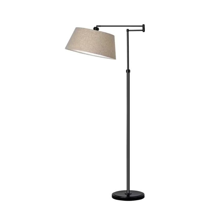 Traditional Oil Rubbed Swing Arm Floor Lamp  - Threshold™: Adjustable, Linen Shade, Metal Body