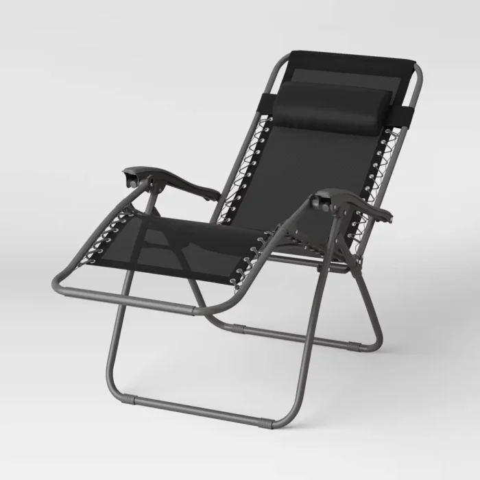 Zero Gravity Outdoor Portable Folding Lounge Chair Black - Room Essentials