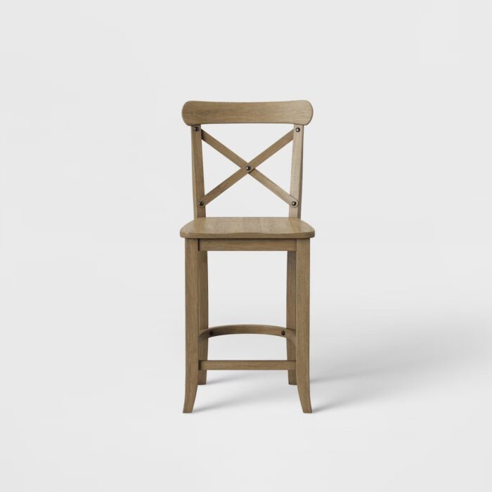 24" Litchfield X-Back Counter Height Barstool with Footrest Driftwood Brown - Threshold