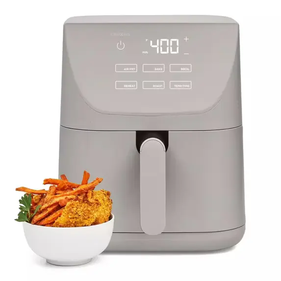 CRUXGG 6 qt Air Fryer, Gray-Touch Activated