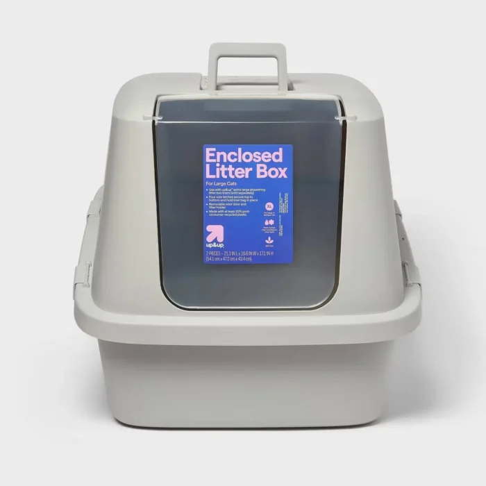 Enclosed Cat Litter Box - Gray - XL - up&up™: Polypropylene, All Ages, Cat