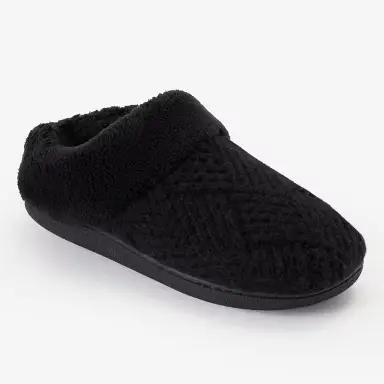 Dluxe by Dearfoams Women’s Carol Scuff Slippers – Black Diamond Knit size 5-6