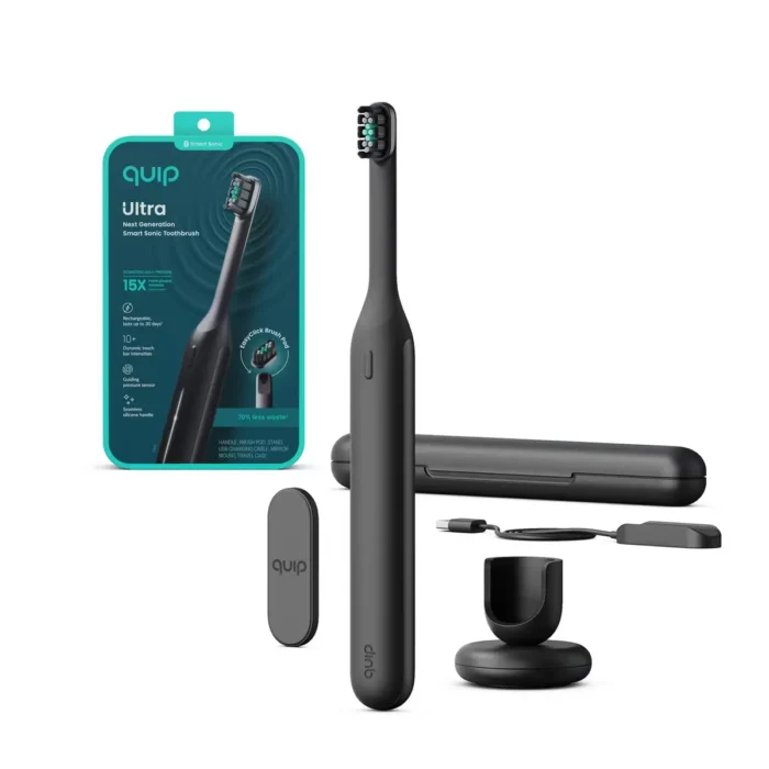 quip Ultra Next Generation Smart Sonic Electric Toothbrush with Travel Case - Onyx