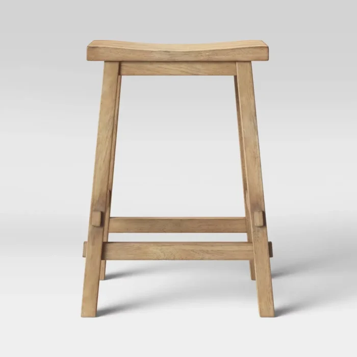 Halifax 23.81" Farmhouse Wood Counter Height Barstool with Footrest Natural Wood - Threshold™