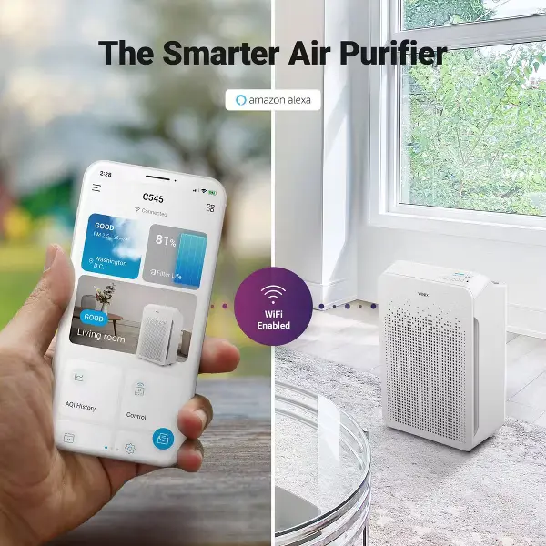 WINIX C545 Air Purifier for Home Large Room up to1742 sq ft with Air Quality Monitor True HEPA Carbon Filter