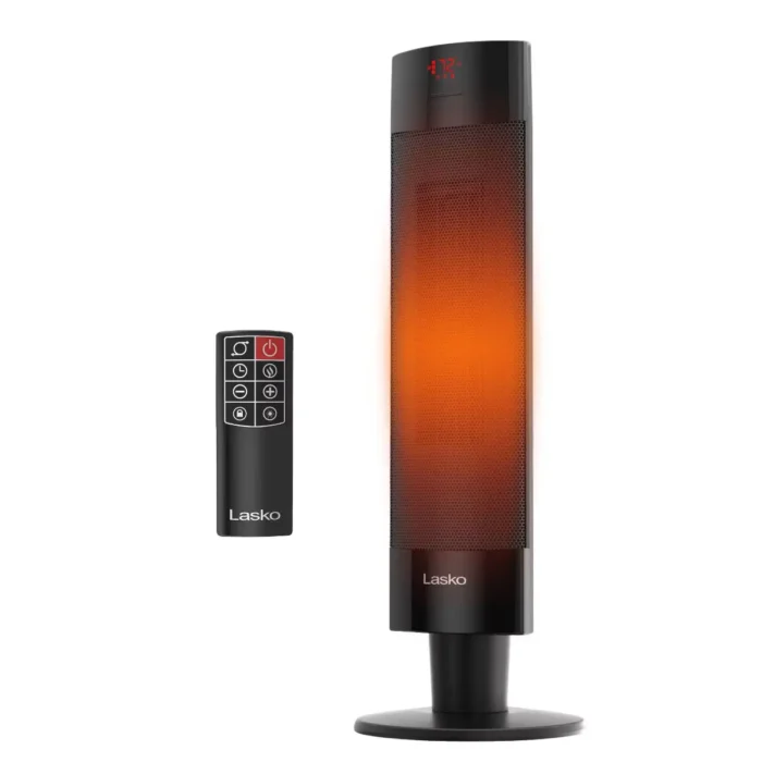 Lasko Ceramic Pedestal Heater with Remote Control: 1500W, Adjustable Thermostat, Portable, LED Display, ETL Listed