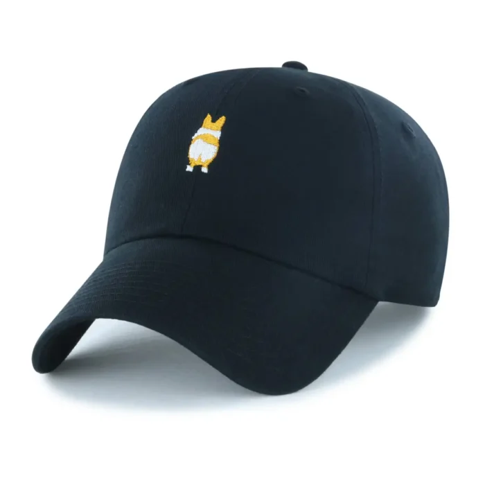 Lifestyle Adult Cotton Baseball Hats - Black: Dog Pattern, Adjustable Strap, Woven Cotton