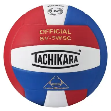 Tachikara SV5WSC Sensi Tec Microfiber Composite Volleyball - Scarlet/White/Royal Blue: Indoor Sports Ball, Butyl Bladder