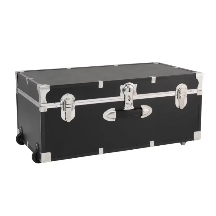 Seward Rover 30" Trunk with Wheels and Lock Black: Wheeled Camp Storage, MDF & Steel, 60 lb Capacity