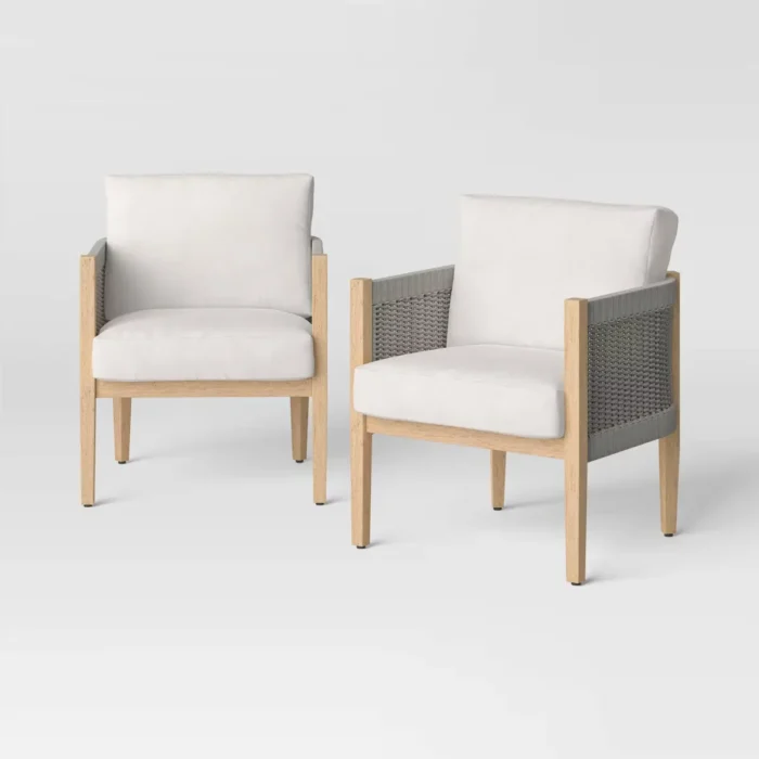 2pc Steel Pasadena Outdoor Club Patio Chairs Gray - Threshold™ designed with Studio McGee