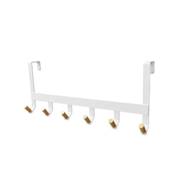 Mixed Material Over The Door 6 Hooks Rail Matte White - Brightroom™: Steel Door Hanger Rack, Powder-Coated, No Assembly