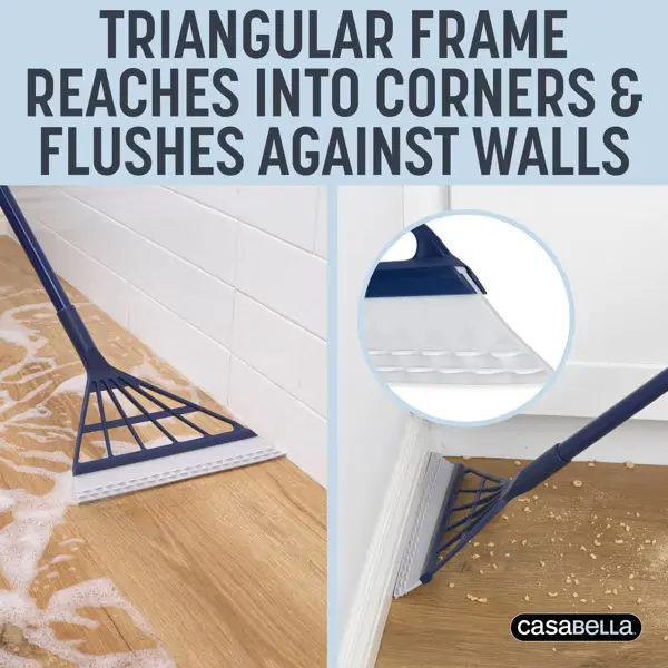 Casabella Rubber Blade Squeegee Broom: Multipurpose, Floor Cleaning Tool
