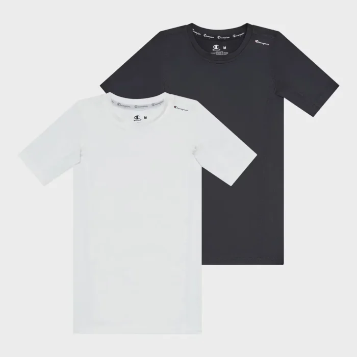 Champion Youth 2pk Compression T-Shirt - White/Black - XL
