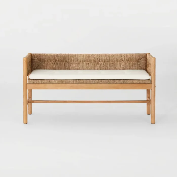Elden Wood Bench with Loose Cushion Seat Multicolor Naturals - Threshold™ designed with Studio McGee Fully Assembled