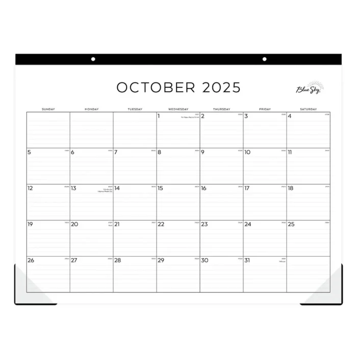 Blue Sky 2026 Monthly Desk Pad Planning Calendar 22"x17" Standard Black and White 2026" 15 Months