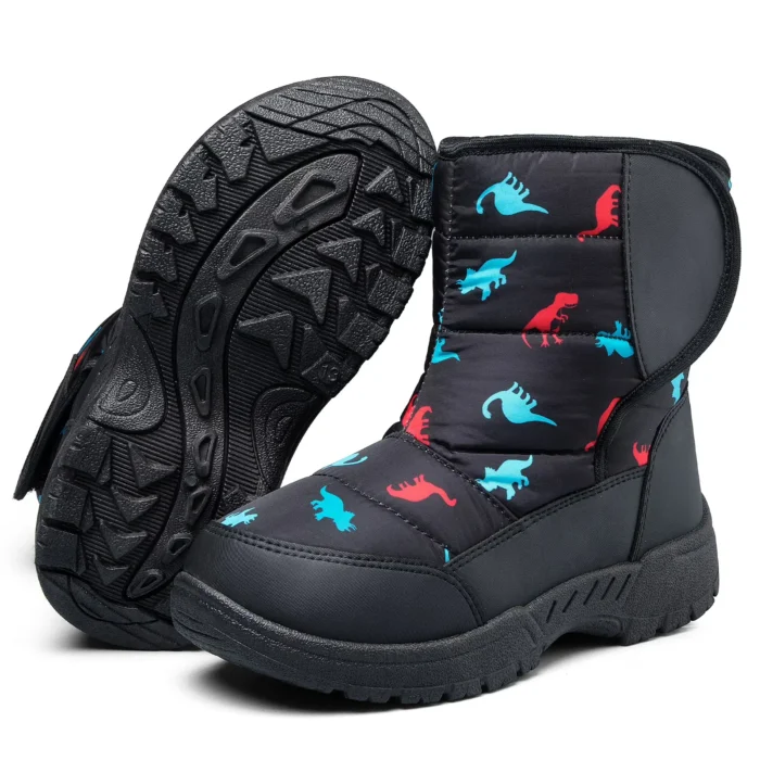 Bocca Boys Snow Boots Colorful Dinosaur Anti-Slip Winter Boots 7M